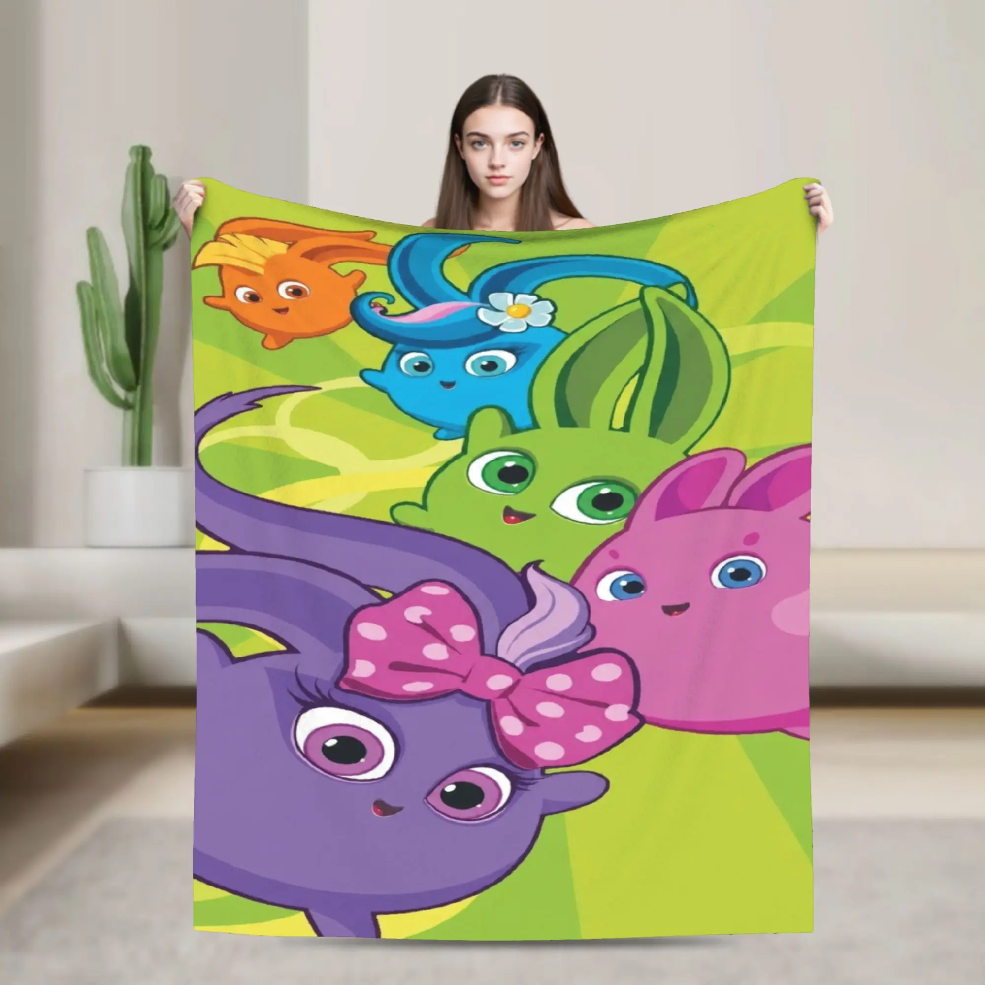 Comfortable Sunnys Bunnies cartoon Blanket Stuff Sofa Decorative  Throw Blanket Soft Flannel for Outdoor