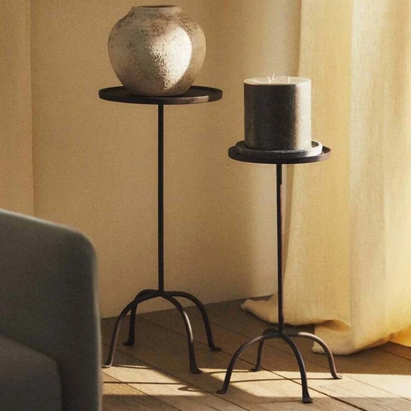 Retro Industrial Style,Simple Coffee Table for Living Room,European Aluminum Round Coffee Table,Cast Iron Balcony Furniture
