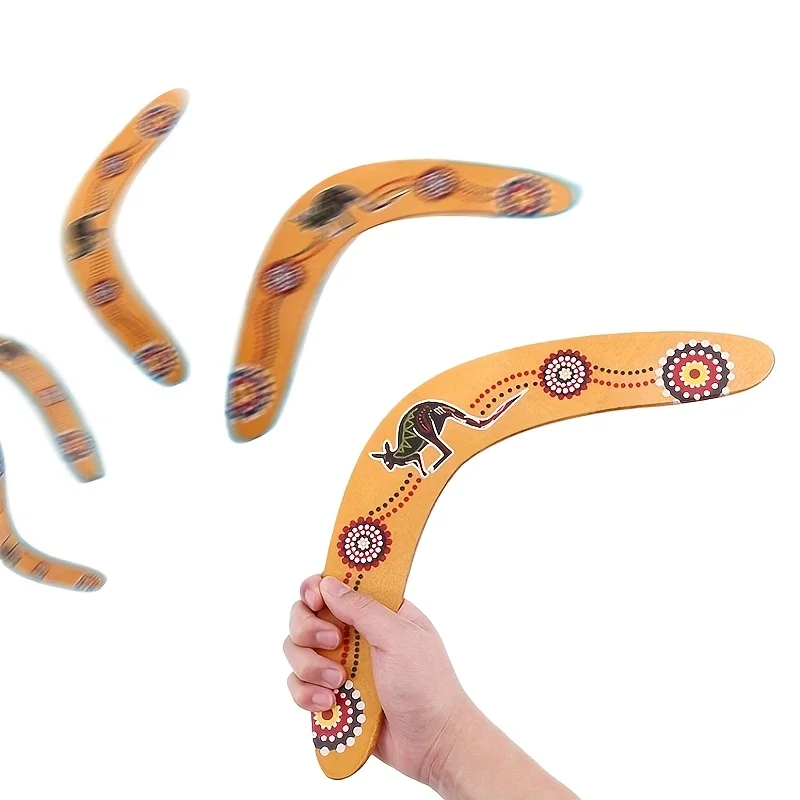 Beginner-Friendly Wooden Boomerang Light Brown Perfect for Outdoor Sports Flying Fun UFO Toy Parent Child Interactive Toys