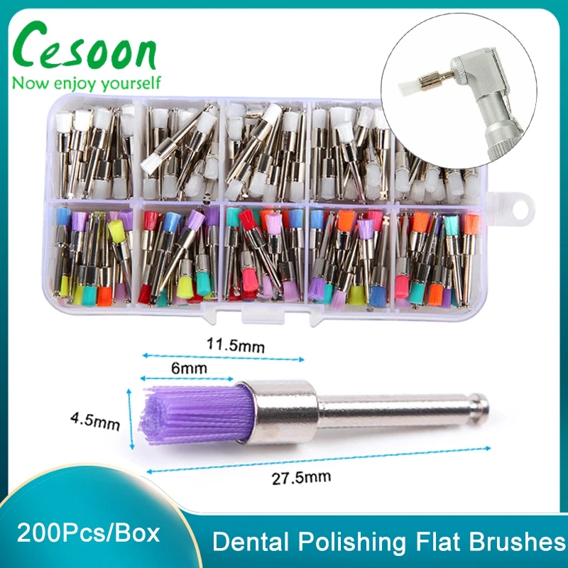 

200pcs/Box Disposable Dental Polishing Polisher Brush Kit Nylon Flat Brushes Prophylaxis Teeth Whitening Dentistry Dentist Tools