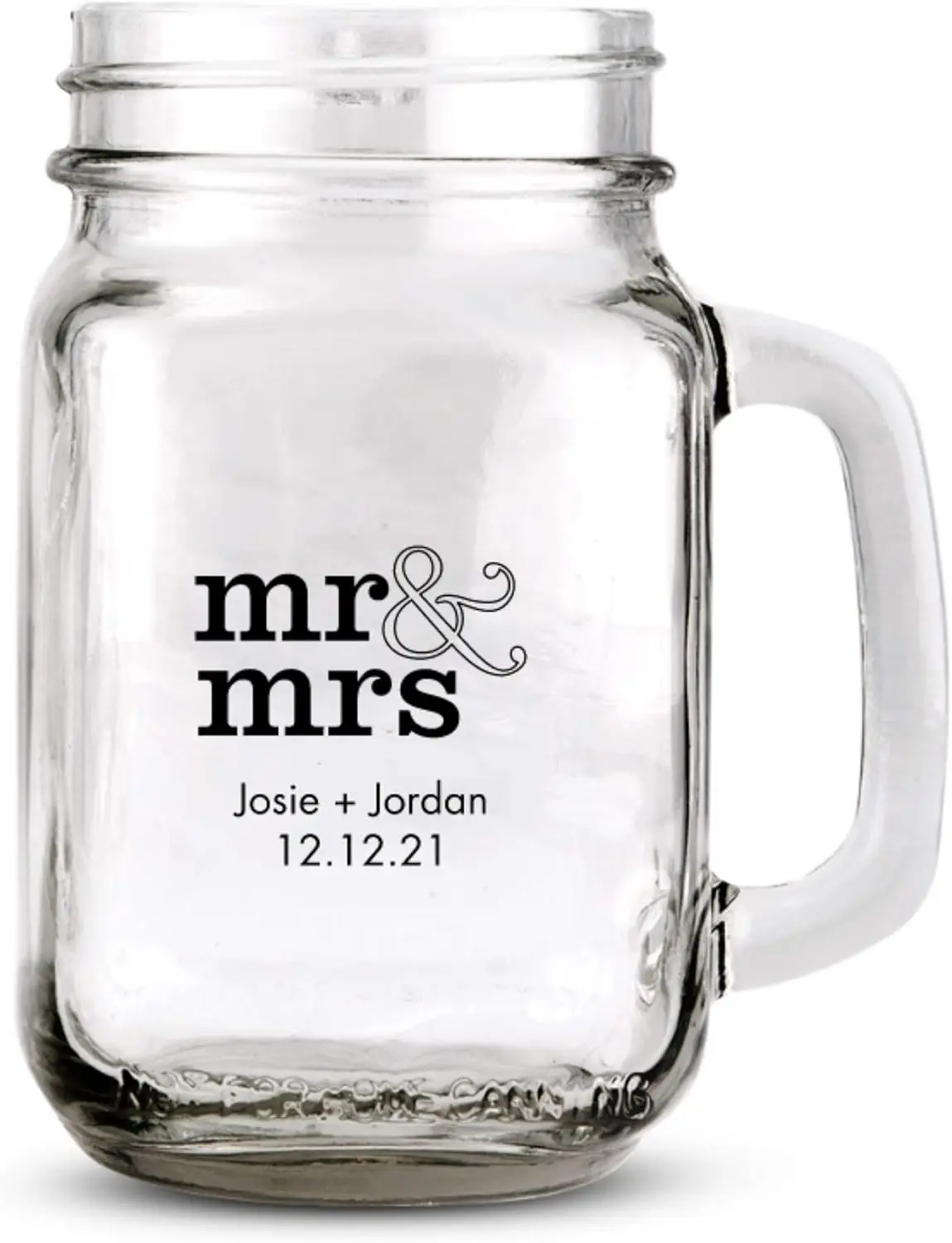 

Personalized 16oz Mason Jar Drinking Glass Mug with Handle Customizable Full Color Print - 156 pack