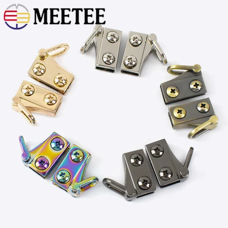 Meetee 2/6/10pairs 20X10mm Bag Metal Ear Shoulder Strap Hang Buckle Side Clasp Hook DIY D Ring Hooks Luggage Accessory F1-25