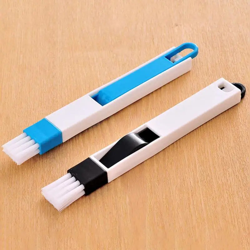 Window Track Gap Cleaning Brush 2 In 1 Portable Stiff Bristle with Built-in Dustpan for Household Kitchen Cleaning