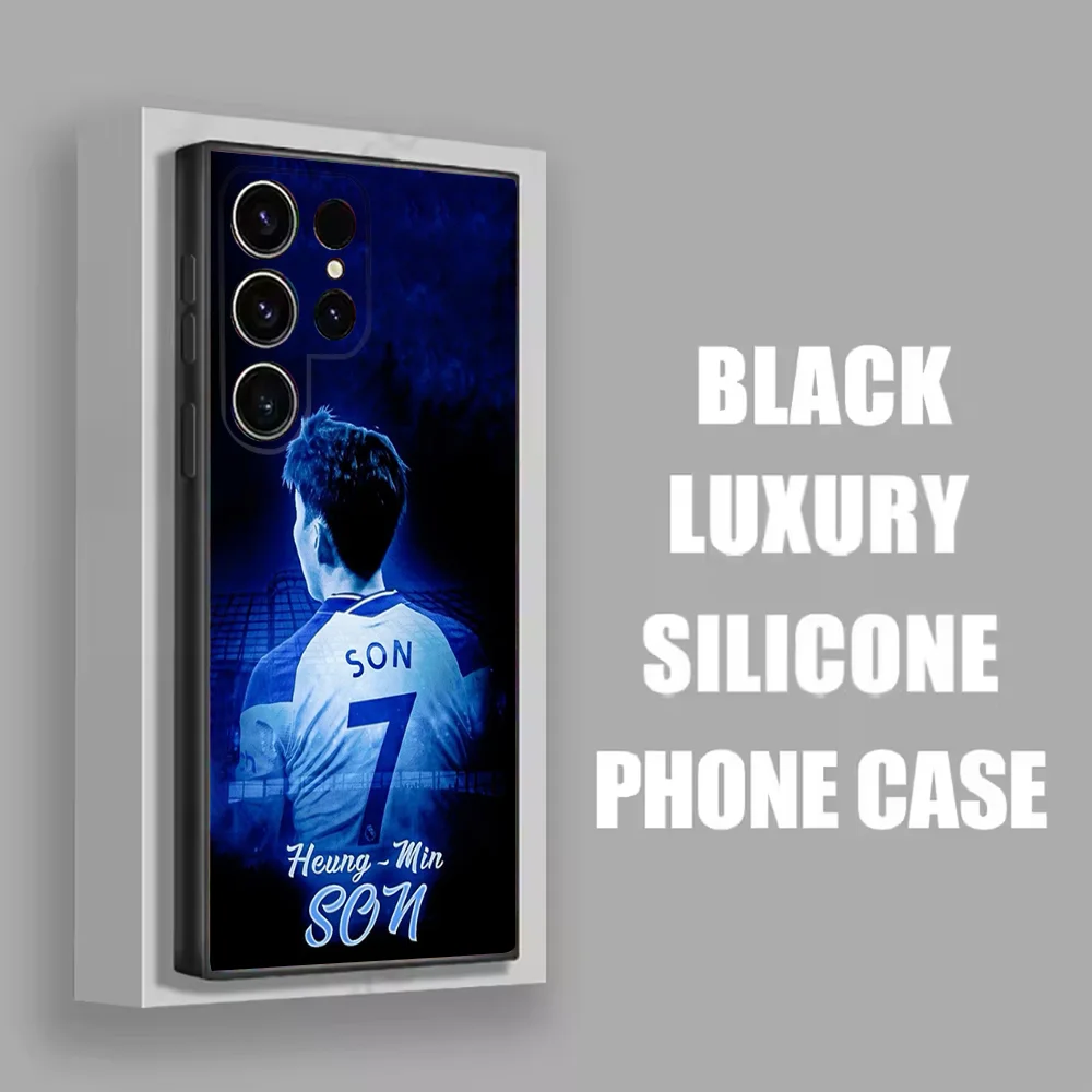 Korea Son H-Heung-mins Football Phone Case For Samsung S25,S24,S21,S22,S23,S30,Ultra,S20,Plus,Fe,Lite,Note,10 Black Soft Shell