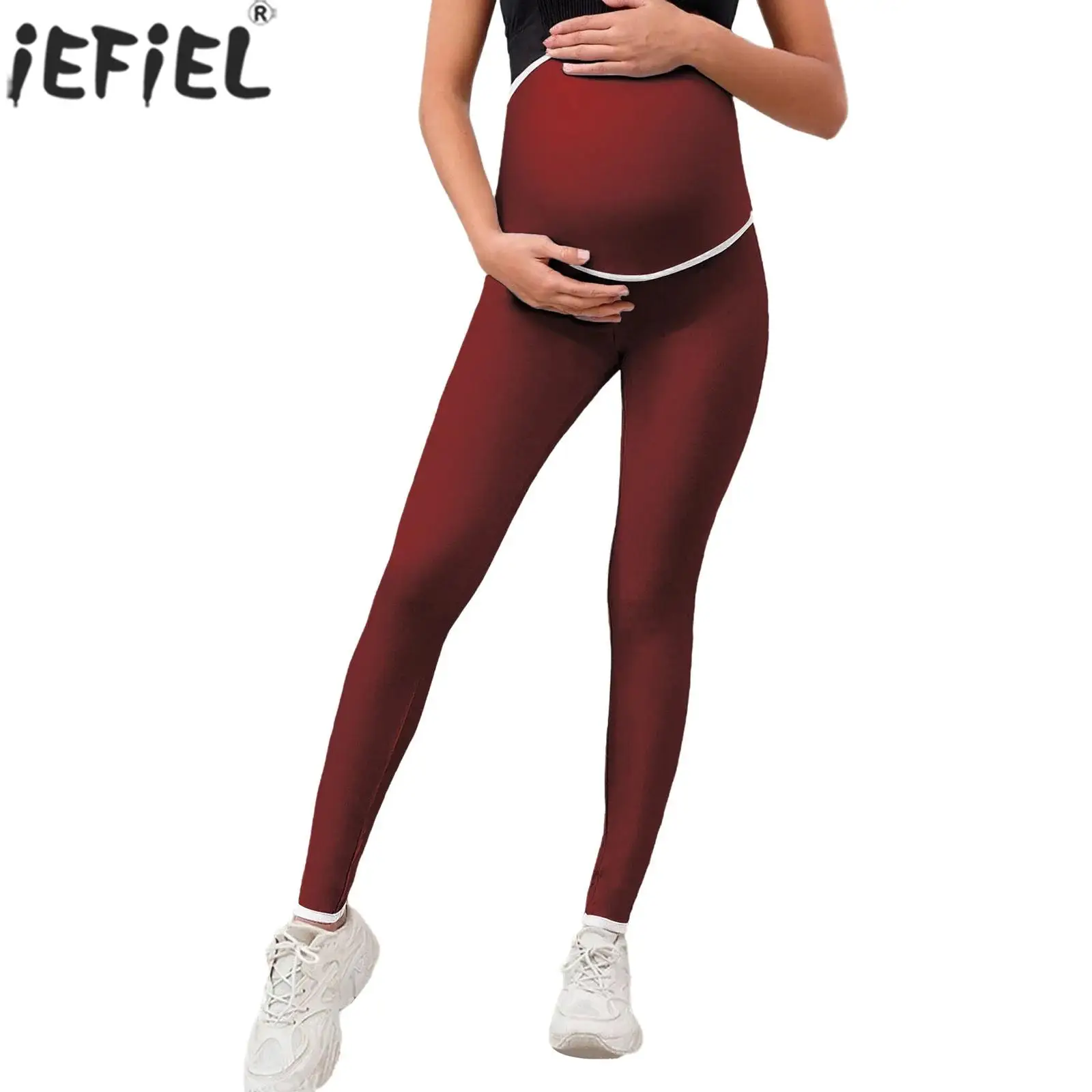 

Беременные женщины, йога, пилатес, леггинсы с высокой талией, поддержка живота, мягкие колготки для беременных, брюки для тренировок, фитнеса, спортивная одежда, спортивная одежда