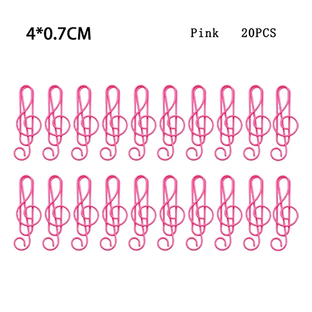 20PCS/Set Music Note Music Shape Paper Clips Durable Metal Music Note Metal Paper Clips Cute Stationery
