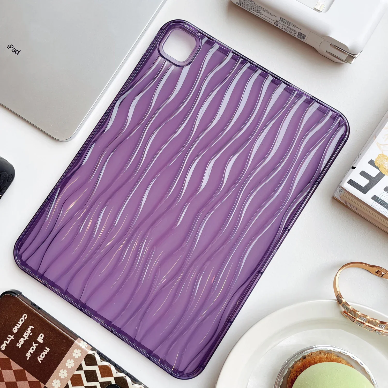 For iPad 2024 2025 A16 Case 7 8 9 10th 11th Generation Air 4 5 Pro 10.2 10.9 11 inch Mini 6 Cover Cases Water Wave Transparent