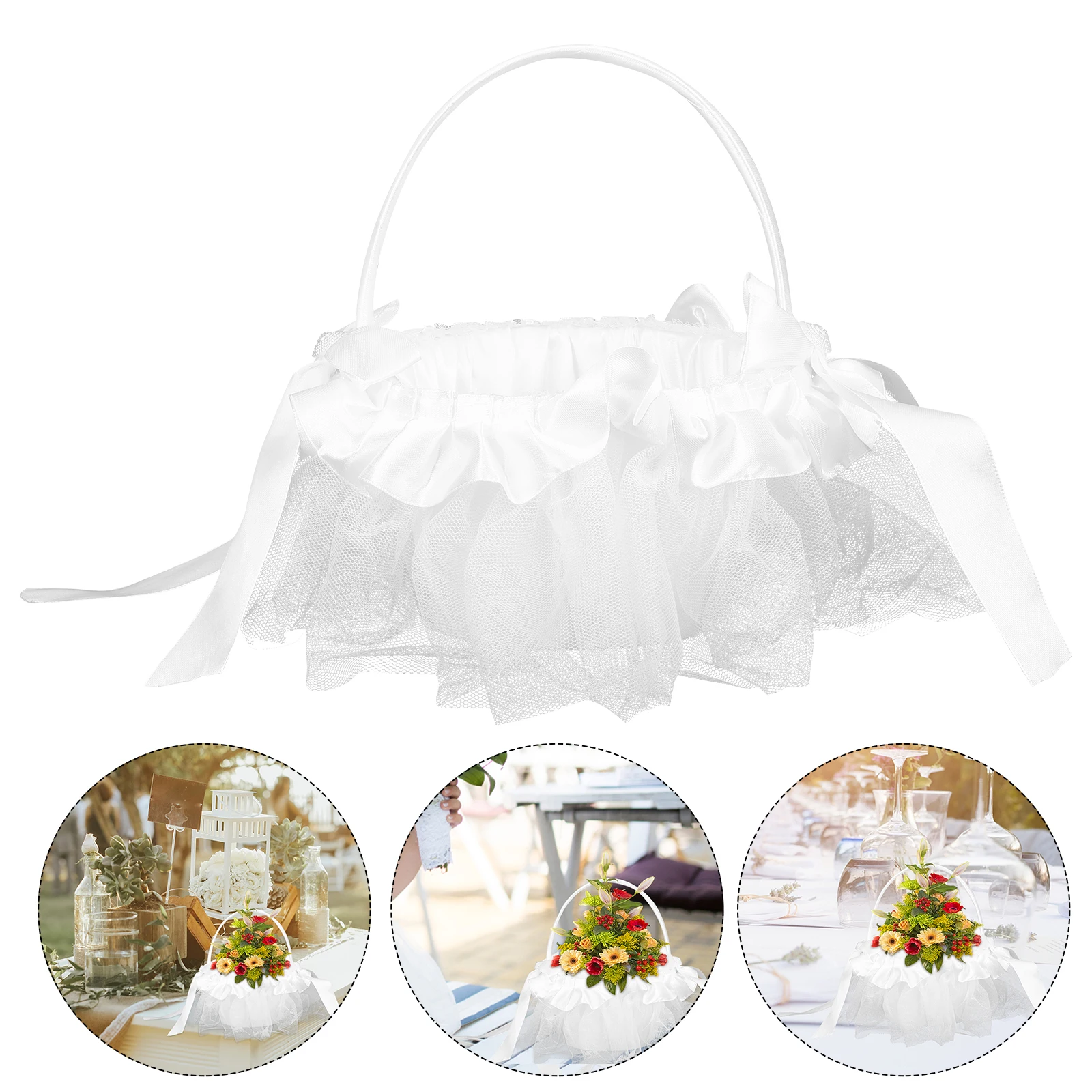 

Wedding Flower Basket Floral for Baskets Small Petal Girl Holder Bridal Fabric Bridesmaid