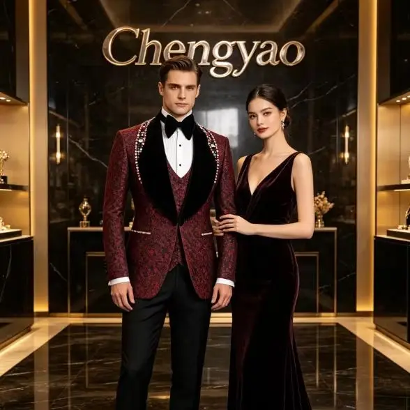 Elegant Red Jacquard Groom Wedding Tuxedos Slim Fit Shawl Lapel High-end Men Suits Customized 3 Pieces Sets Prom Costume Homme