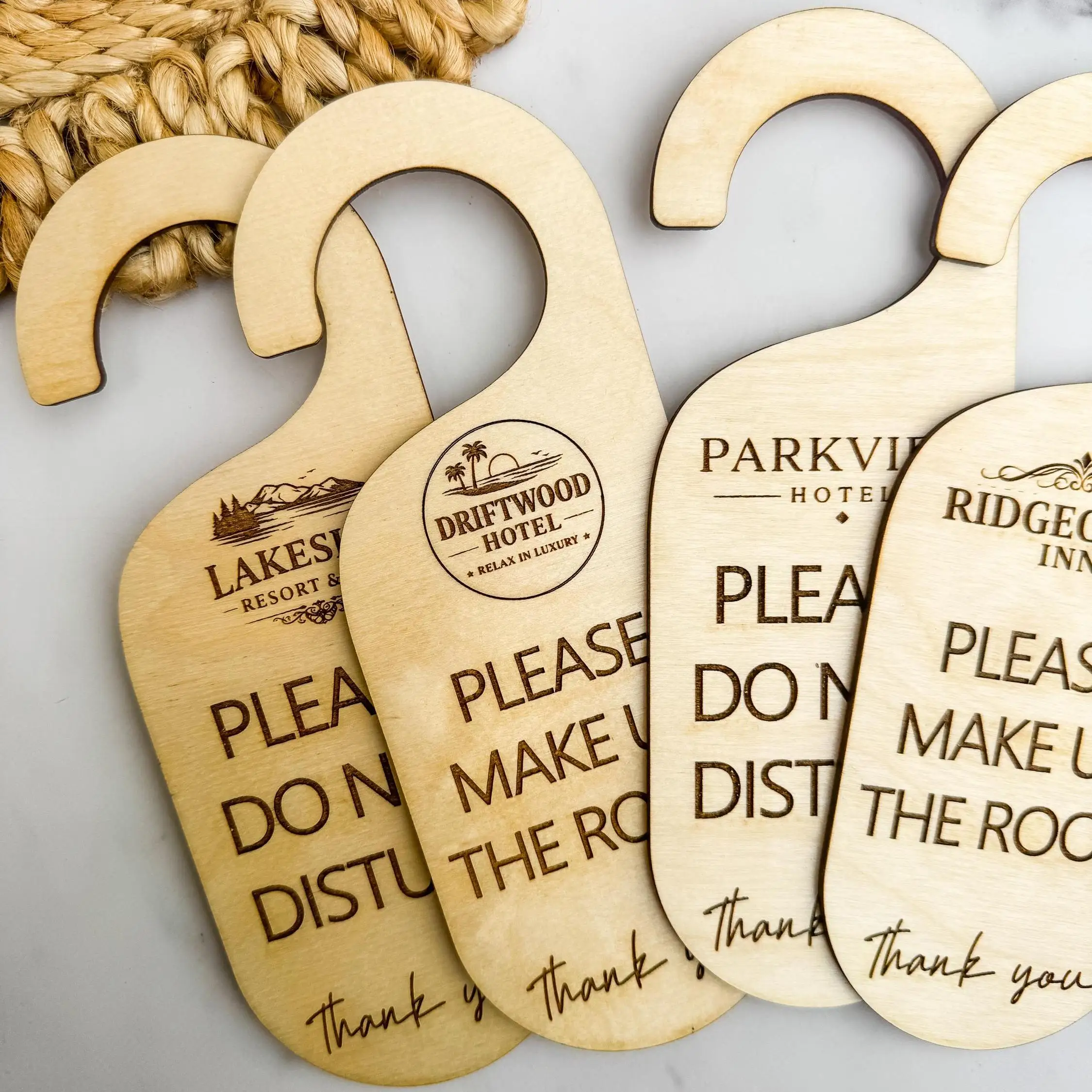 Custom Engraved Wood Door Hanger Sign, Hotel Do Not Disturb Door Tag, Personalized Wooden Room Hanging Sign for Guest Room - view 2