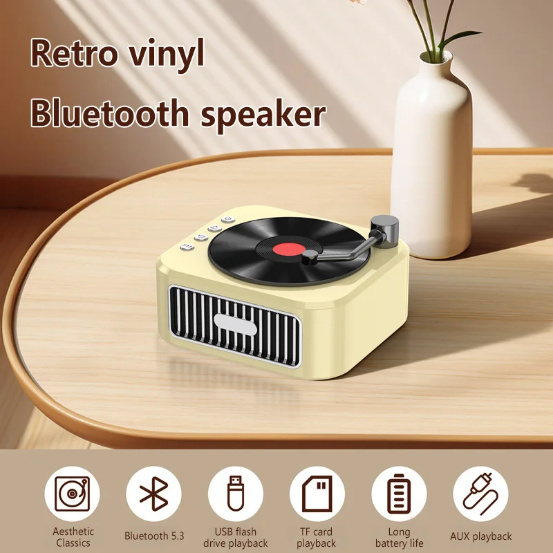 

Bluetooth-колонка 360 ° Портативная аудиосистема Surround Hi-Fi с Bluetooth-колонкой для виниловых пластинок, мини-колонка для винила, НОВИНКА 2026 года