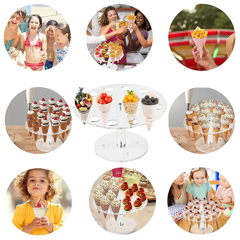 Support de cône de crème glacée transparent, présentoir de cône de gaufre et de bonbons, support de pop-corn de sushi de rouleau de main T1, nouveau