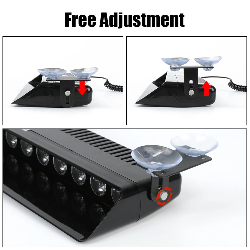 Picture 5: Car Strobe Light Windshield Warning Lamp 12V 12 LED Multiple Flashing Modes Emergency Flasher Signal Lamps Red Blue