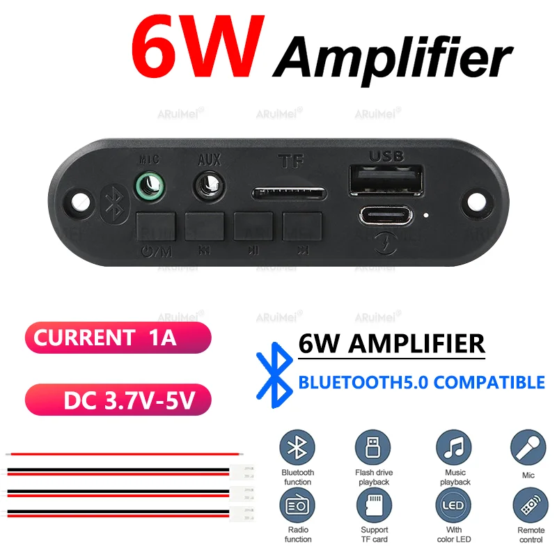 Kit de amplificador Bluetooth 5,0 de 2x3W con carcasa negra y control remoto DC 8-24V para el hogar del coche FiiO Ampero II potente amplificador de subwoofer de Audio