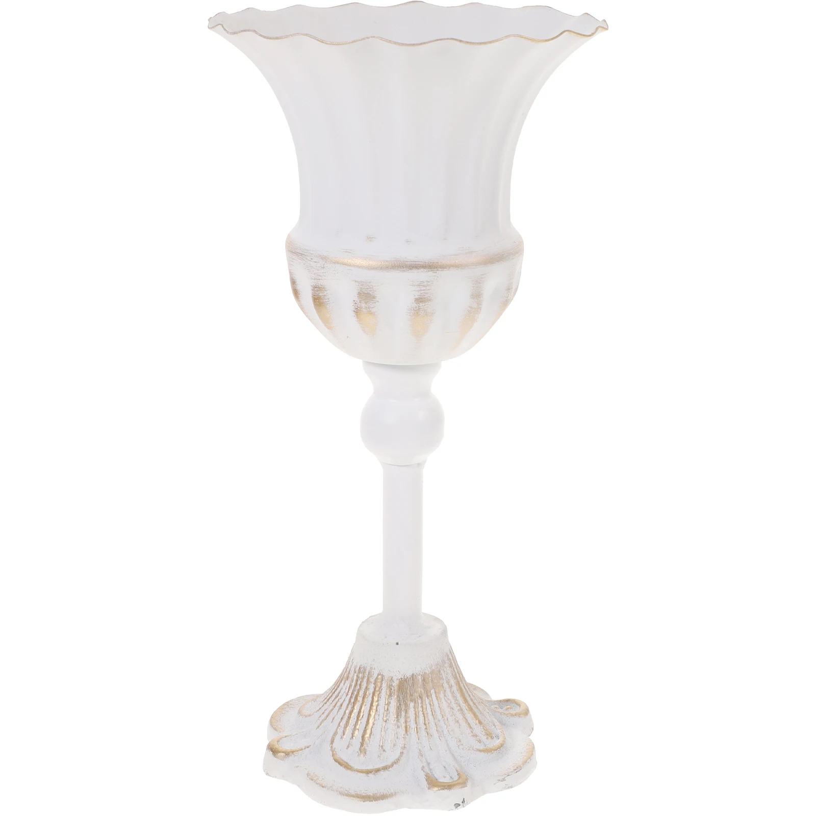 

European Retro Vintage Flower Vase White Metal Design Banquet Wedding Table Centerpiece Home Decor Flower Vase