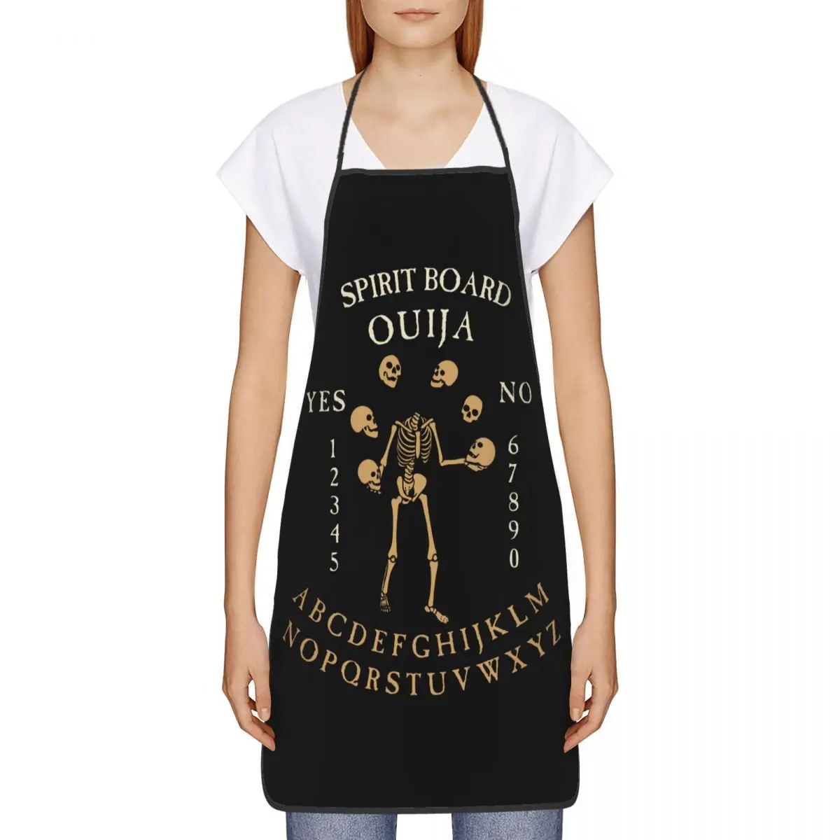 Spirit Ouija Board With Skeletons Aprons Men Women Adult Chef Kitchen Cooking Halloween Witchcraft Tablier Cuisine Painting