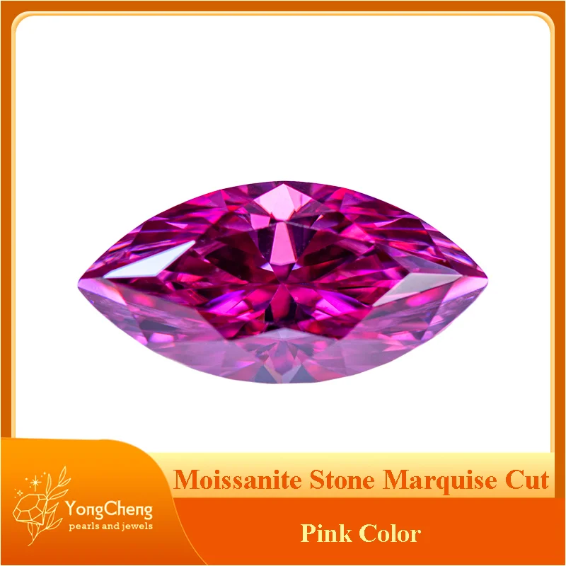 

Moissanite Stone Gemstone Marquise Cut Pink Color Lab Grown Diamond Charms Woman Jewelry Making with GRA Certificate