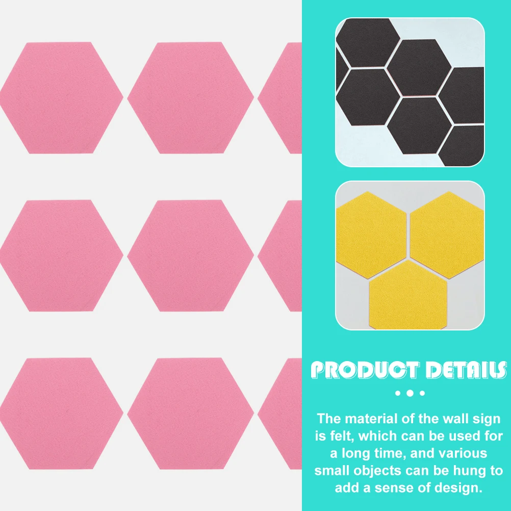 

12pcs Hexagonal Wall Stickers Self-Adhesive Soundproof Bulletin Tile For Home Memo Felt Pin Board Wall Notice Felt Hexagon Tile