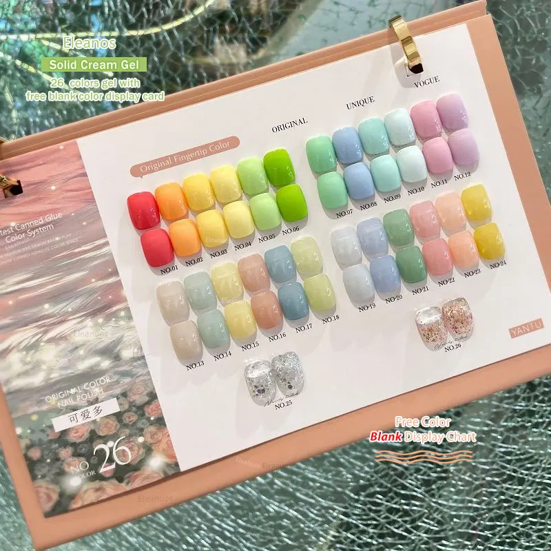 Eleanos 26pcs Macaron Solid Nail Gel Set Candy Color Mud Painting Gel Set With Pen Nail Art Design Semi Permanent UV Gel Varnish