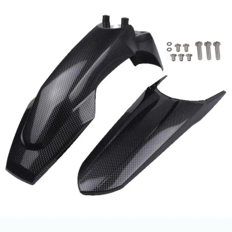 Rust Proof Motorcycle Front Rear Mudguard Carbon Fiber Pattern Plastic Splash Guard for Winter Wet Road Riding