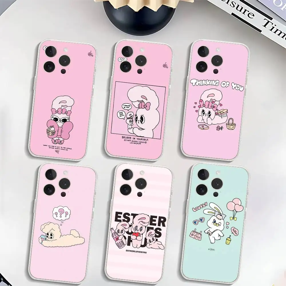 A-esther Bunney Handyhülle Luxuriöse Weiche Transparente Hülle für iPhone 17 16 15 14 13 12 11 Pro Max Mini Stoßfänger-Schutzhülle