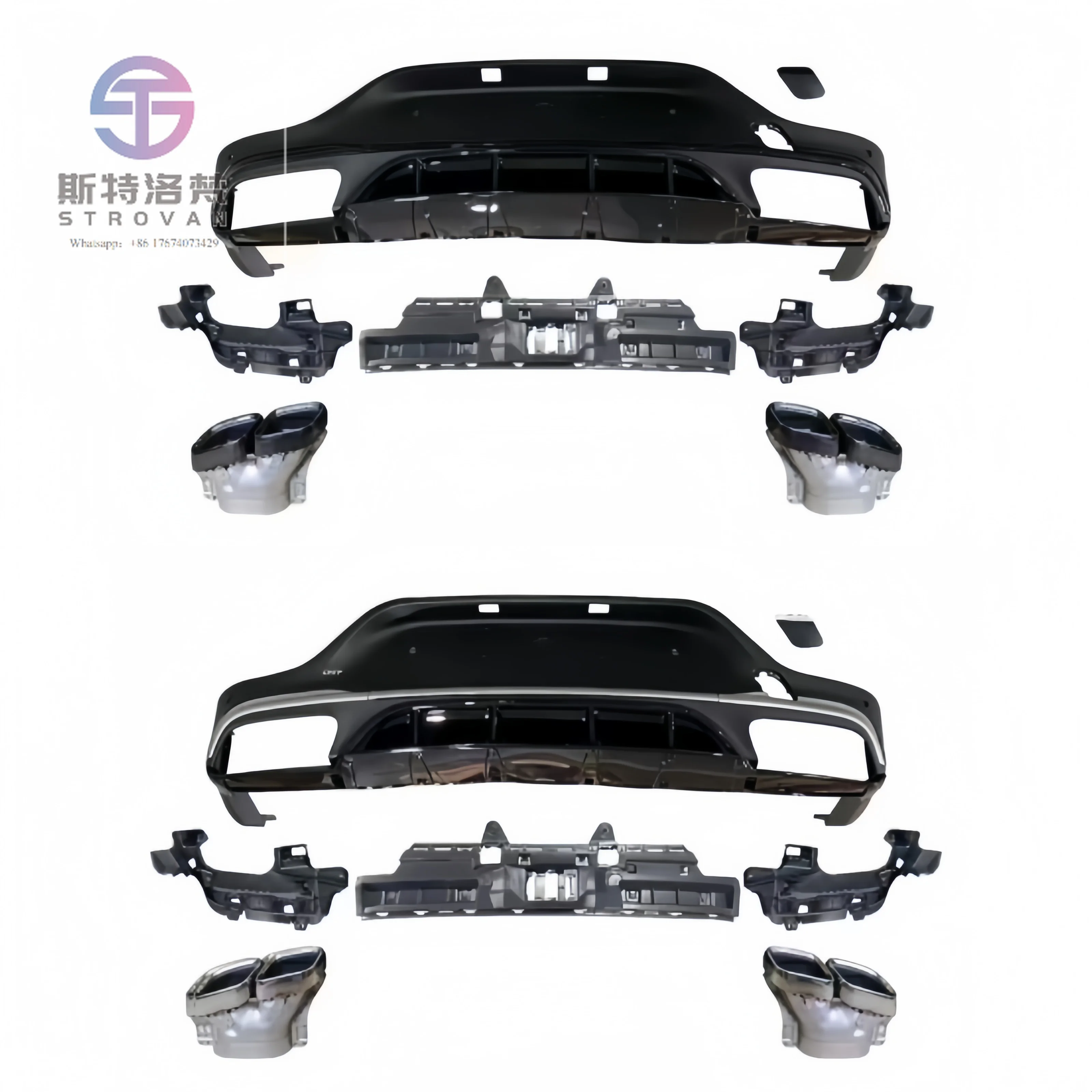 

Cc car GLC63 Style Rear Bumper Diffuser with Tail Pipes for Mercedes GLC X253 Coupe C253 2020-2022 Facelift Conversion