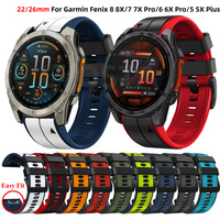 22mm 26mm Watch Strap For Garmin Fenix E Fenix 8 8X 7 7X Pro 6 6X Pro 5 5X Plus Enduro 3 Silicone Smartwatch Wristband Bracelet