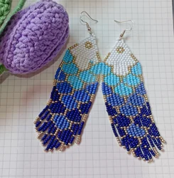 Rice bead earrings Tassel  Geometric  Vintage Trendy Minimalist  Bohemian Alloy Hand-woven Beaded earrings