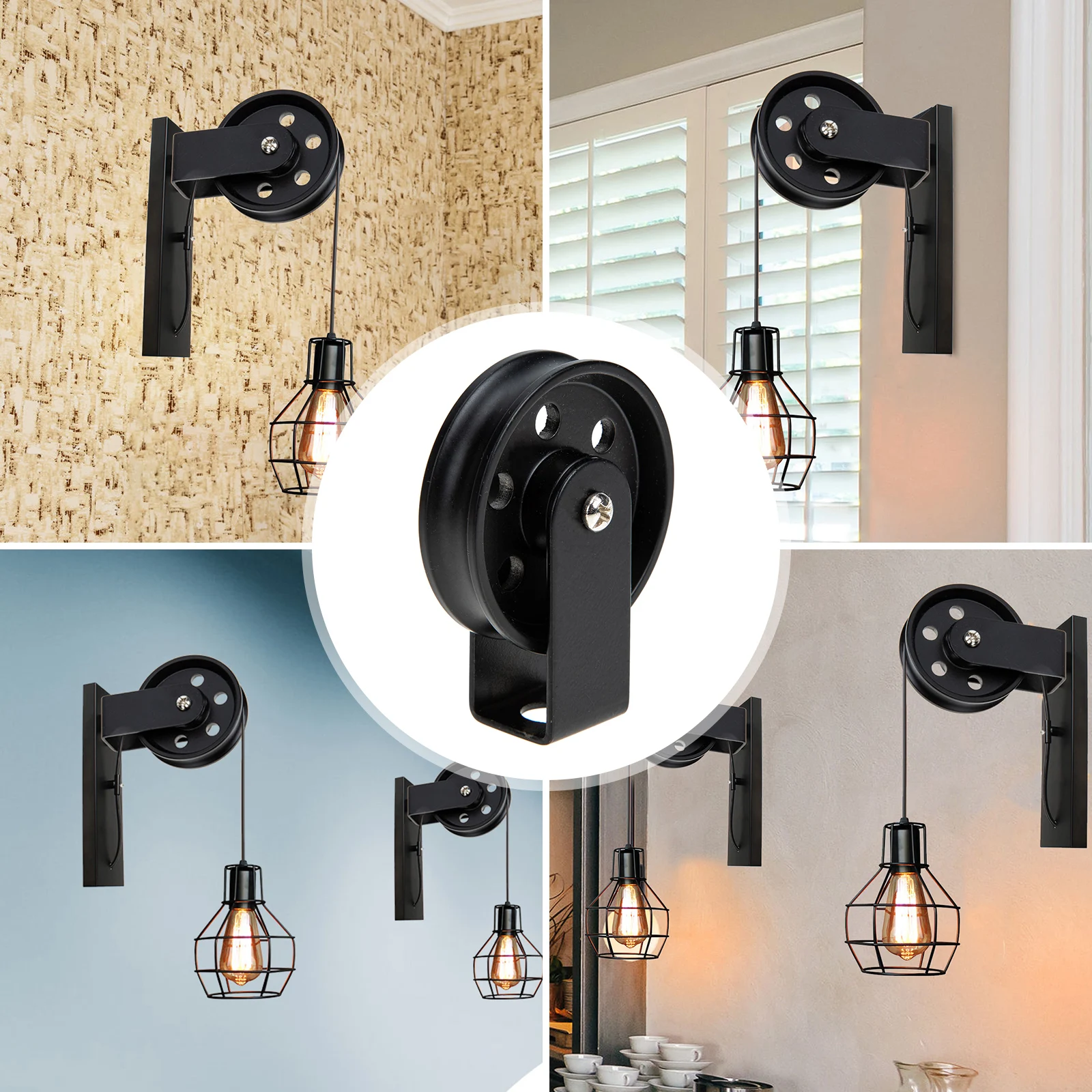 

Rustic Wheel Lighting Accessories Vintage Decor Pulley Lights Farmhouse Industrial Mount for