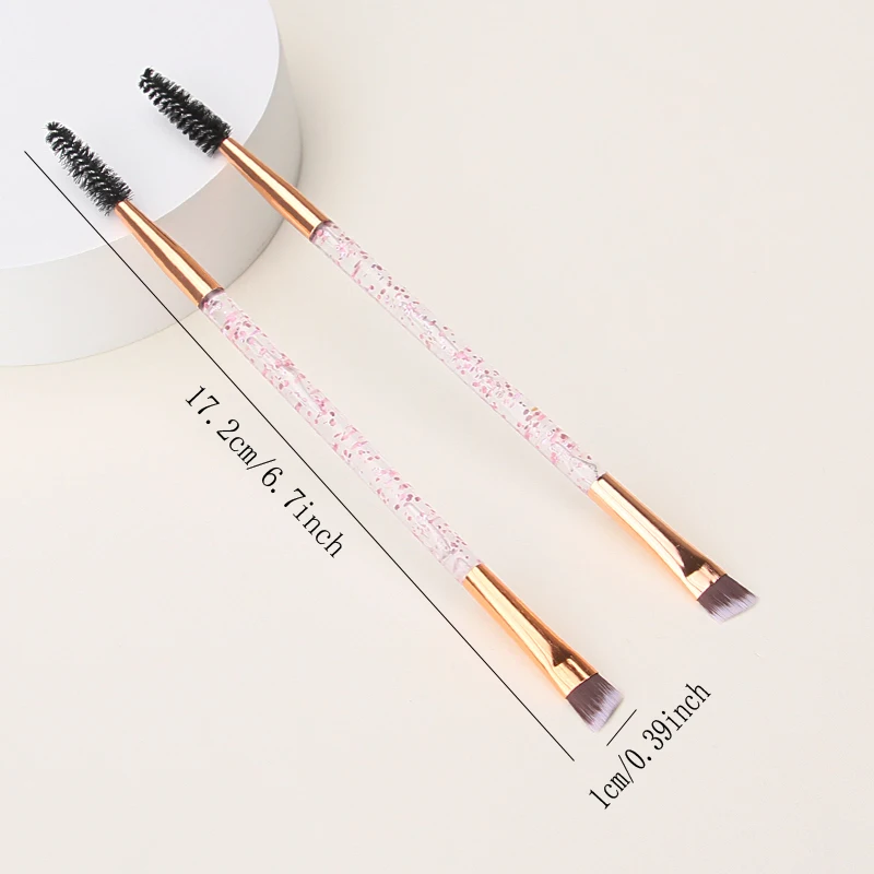 Double Ended Eyebrow Brush Spoolie Brush and Angled Brow Brush Eyelash Brush for Eye Makeup