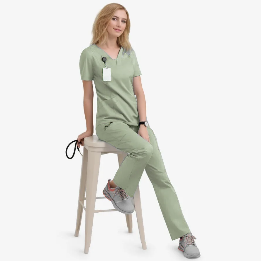 Short Sleeved Women's Nursing Gown Set For Operating Room, Elastic Speed Dry Cleaning, Hand Clothes, Surgical Gowns, Doctor's