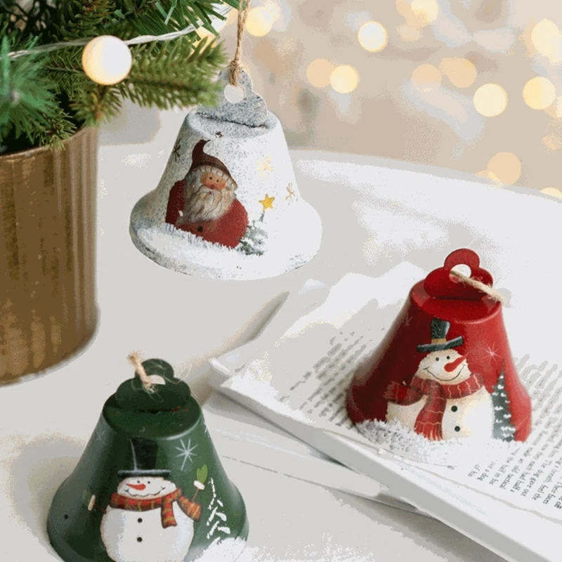Santa/muñeco nieve campanas hierro Metal árbol Navidad Festival colgante para ventana y puerta decoración del