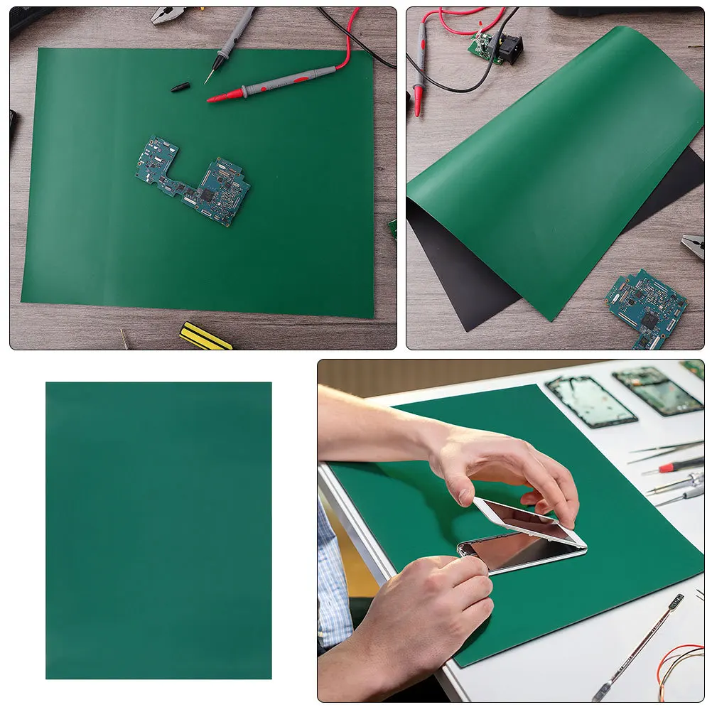 

3Pcs Anti-Static Desk Mats Heat Resistant Rubber Repair Mat for Grounding Large Soldering Pads