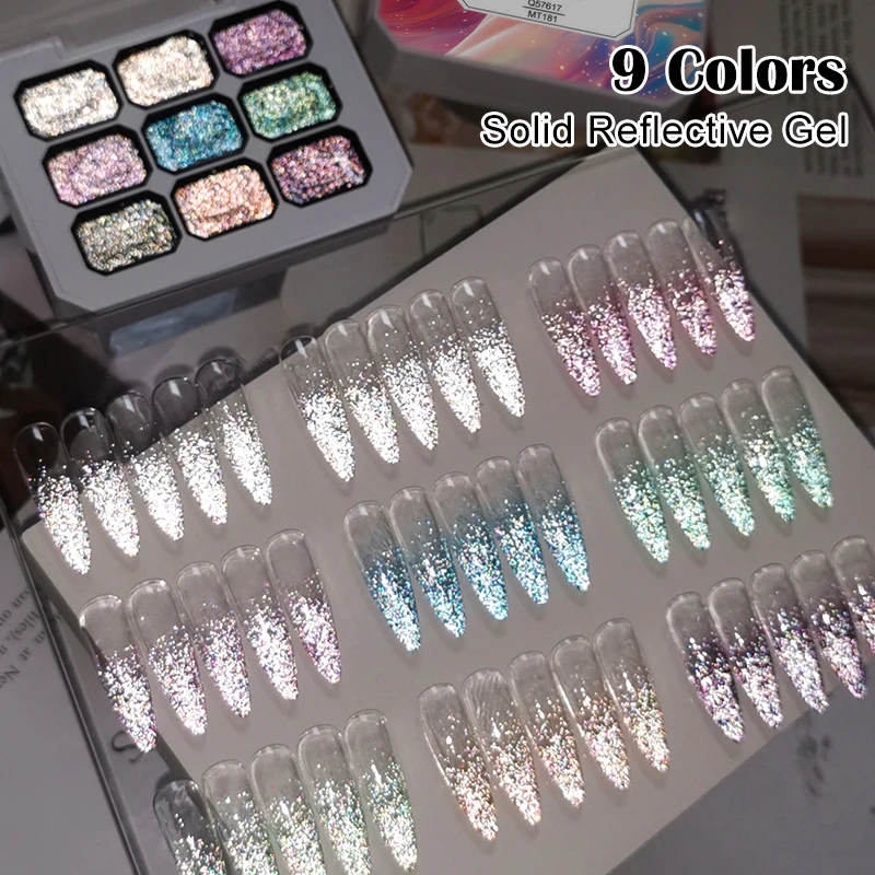 9 Colors Dreamscape Diamond Dust Reflective Gel Nail Polish Glitter Solid Adhesive Gradient Semi Permanent Soak Off UV LED Gel