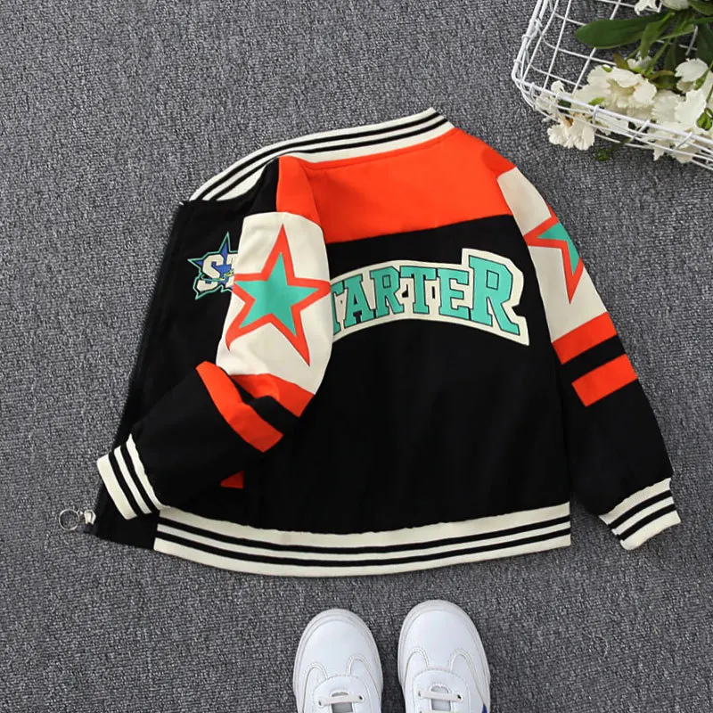 Children Spring Baseball Jackets Fashion Boy Coat 2024 New Prints Letter Teenager Clothing Kids Hoodless Casual Tracksuits