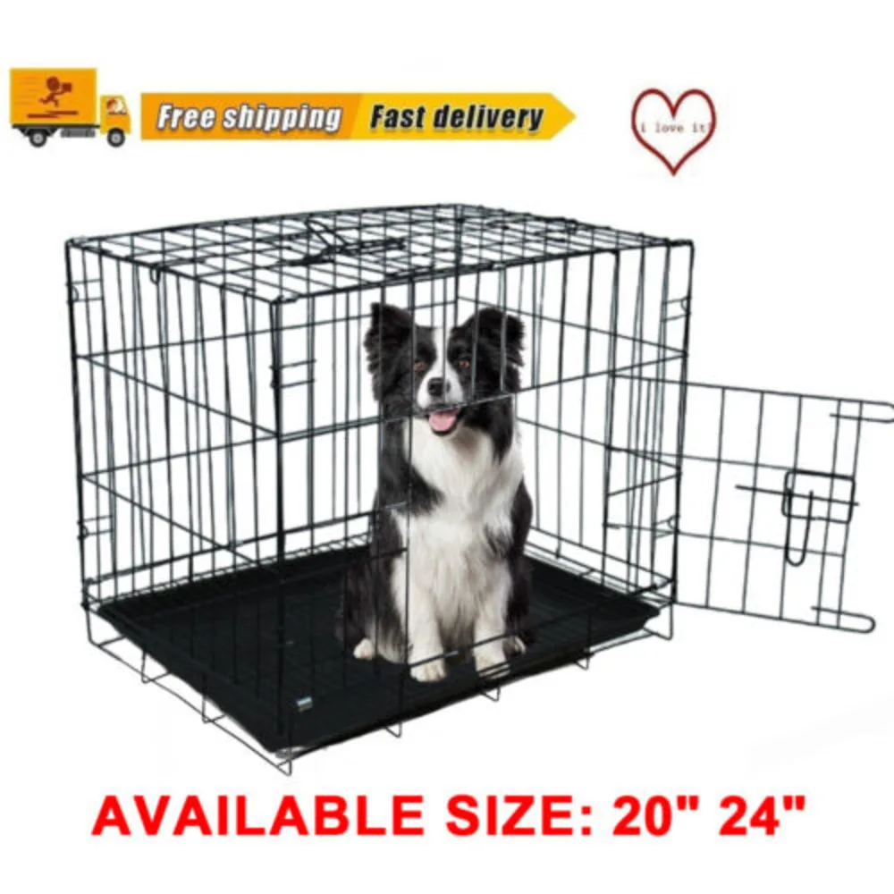 Dog Cage Puppy Training Crate Pet Carrier Small Medium Large S M Metal Cages UK