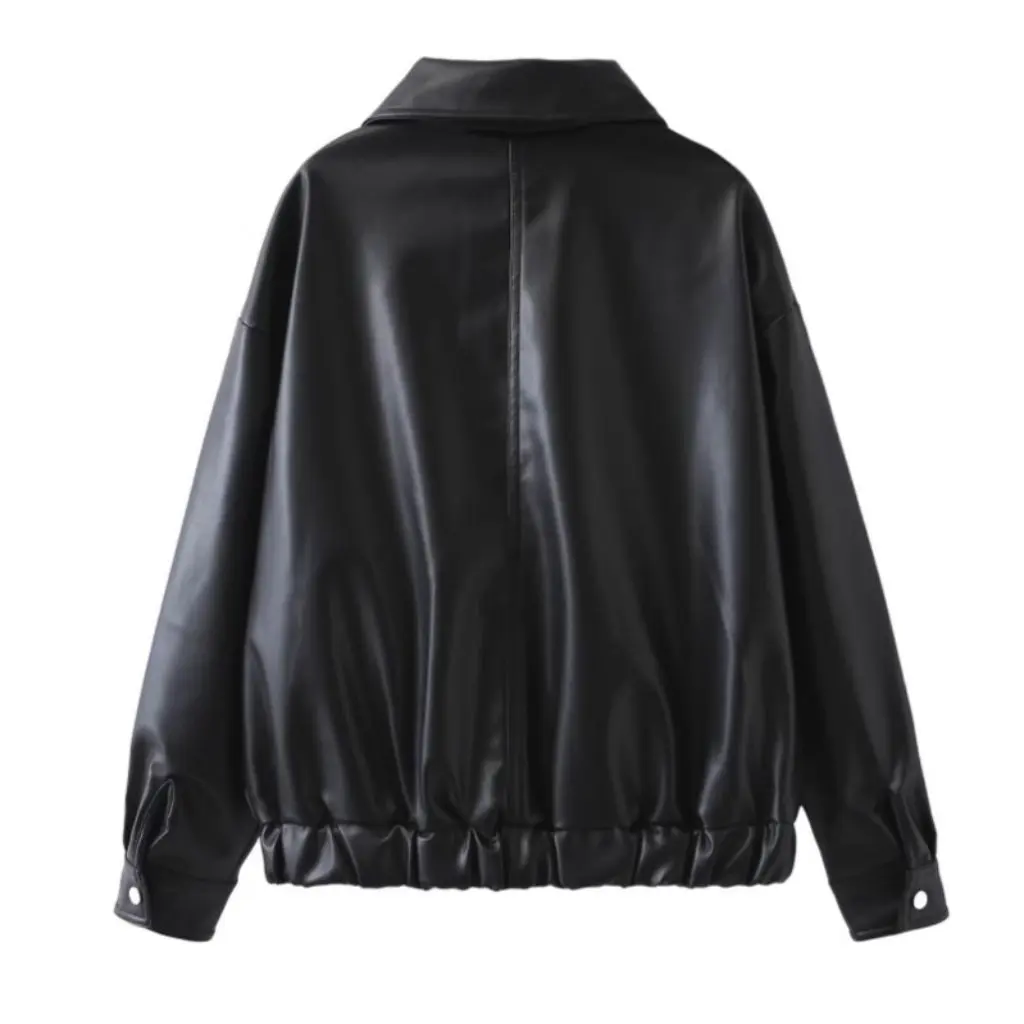 

Summer New Women's French Retro Artificial Leather Lapel Jacket Export Wholesale European And American Style