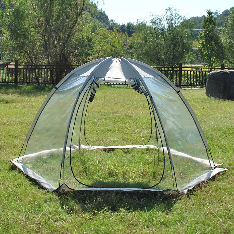 خيمة فقاعية واسعة تتسع لـ 6 أشخاص في الهواء الطلق، خيمة ألعاب شتوية شفافة للعائلة مع خيمة رياضية ببابين #2