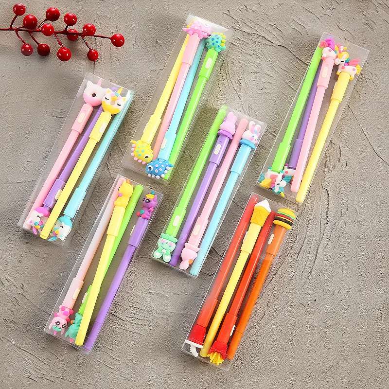 4Pcs/Lot Kawaii Cartoon Luminous Neutral Pen Cute Dinosaur Unicorn Rabbit Student Stationery Gel Pens Office Supplies Kids Gifts