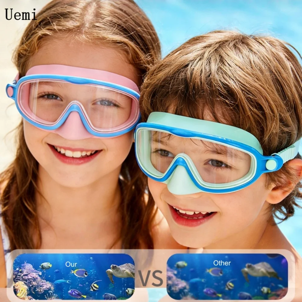 Image of Kinder-Schwimmbrille mit Nasenschutz Weitwinkel-Tauchmaske Beschlagfrei UV-Schutz Ohne Leckage für Kleinkinder im Alter von 3-15 Jahren