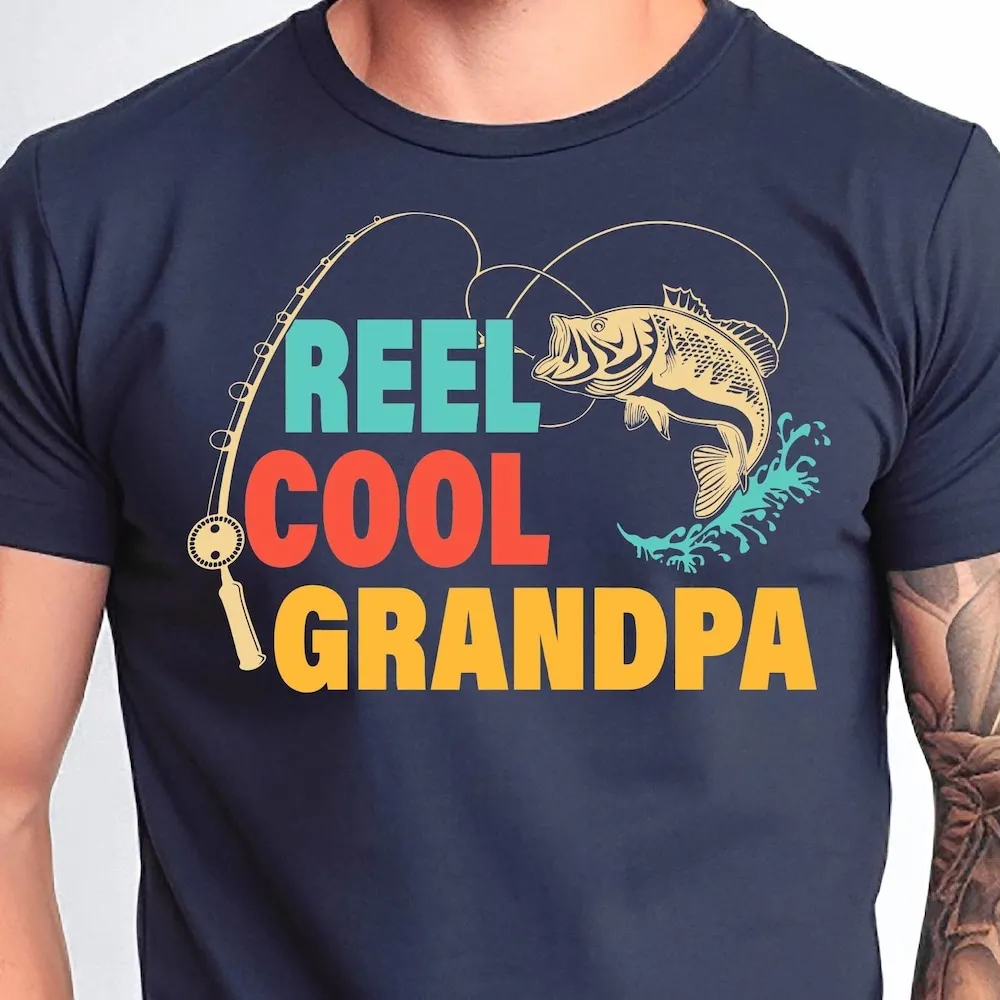 Reel Cool Grandpa T Shirt Funny Fishing For Lover Dad Daddy