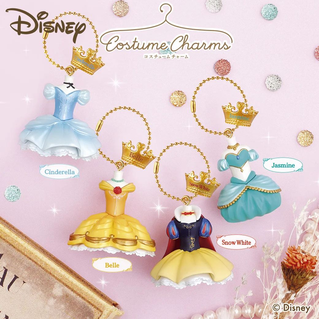 BANDAI Disney Princess Dress Pendant White Snow Jasmine Belle Cinderella Costume Crown Capsule Toy Pendant No Eggshell Paper