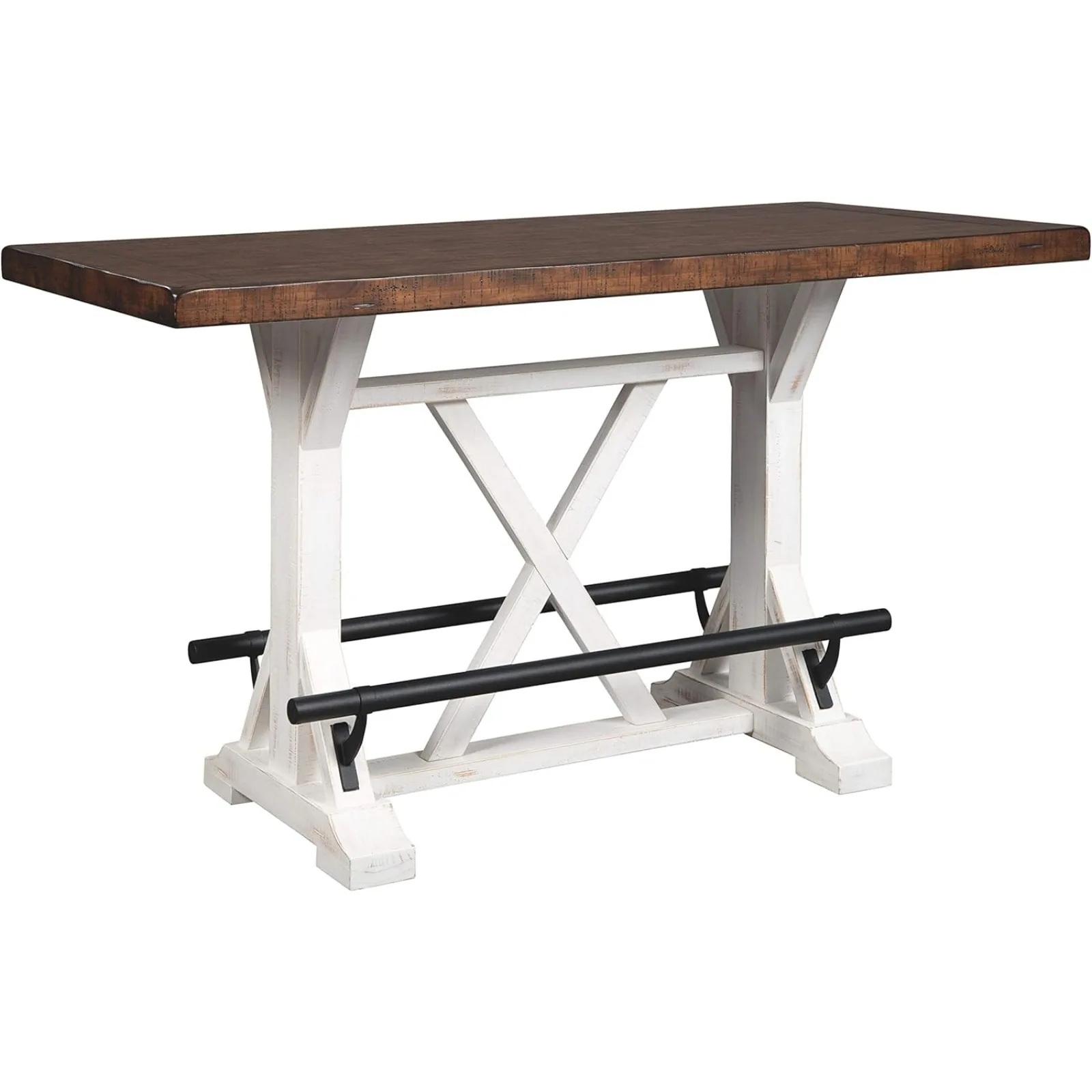 

US Valebeck Rustic Farmhouse 36" Counter Height Dining Table, Brown & White