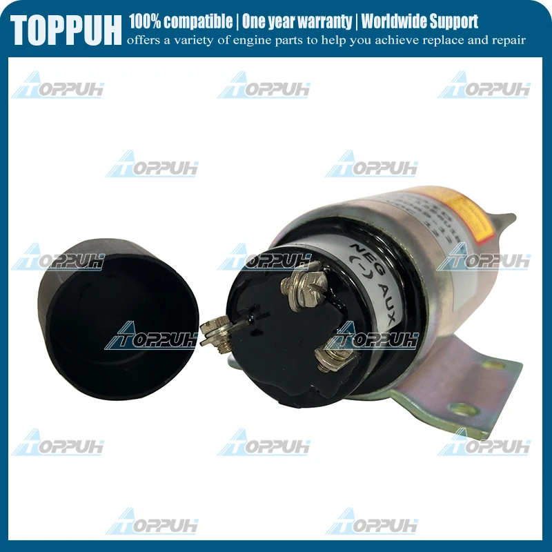 TOPPUH 12V Shutoff Stop Solenoid Valve 2001-12E6U1B1S1 SA-3069-12V For Cummins Woodward 3 Terminals