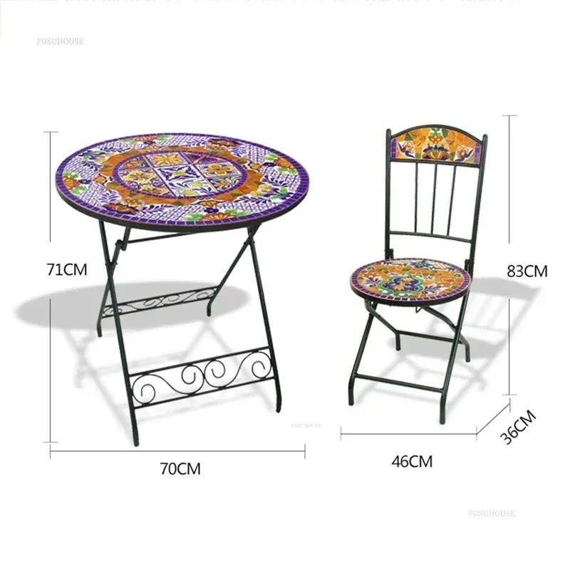 European Iron Art Patio Furniture Outdoor Set Home Foldable Garden Furniture Sets Light Luxury Portable Outdoor Table and Chairs
