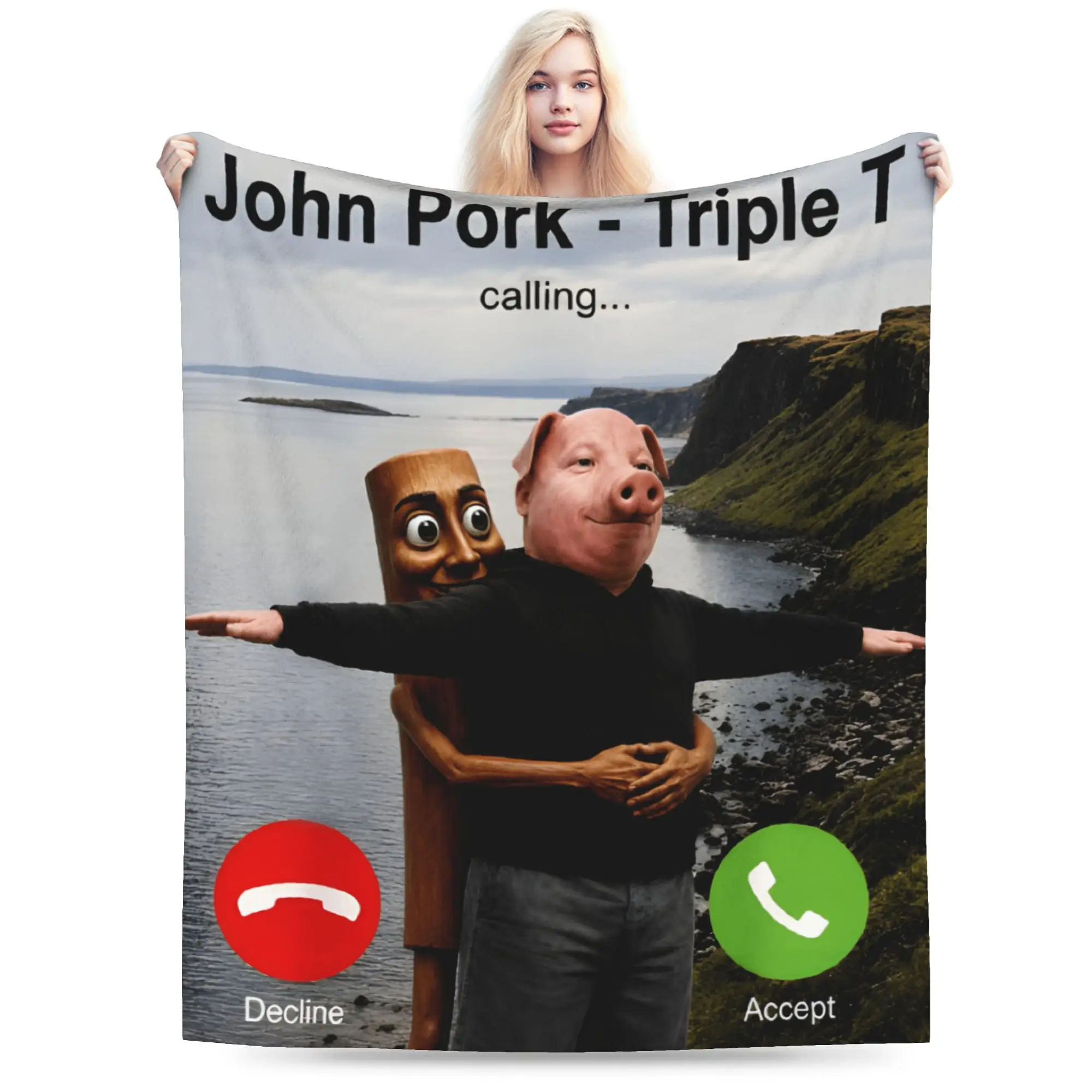 Cozy John Pork Tung Sahur Brainrot Meme Blanket Stuff Room Decorative  Throws And Blankets Soft Fleece for Car