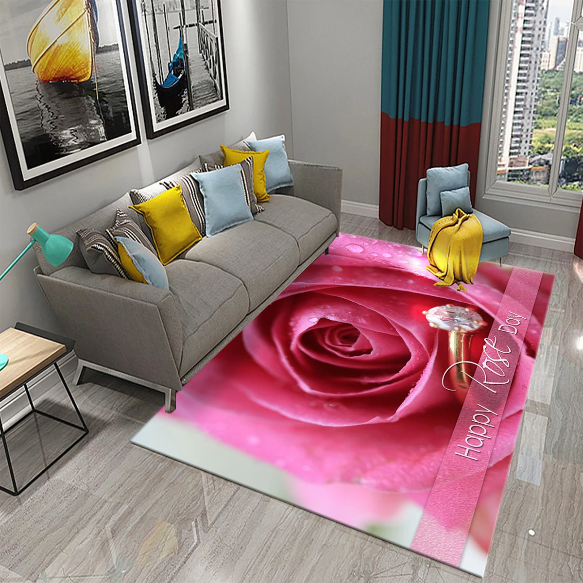 Multicolor Rose Flower Carpet for Lovers Bedroom Decor Rugs Living Room Carpet Kitchen Bedroom Door Entrance Non-slip Carpets