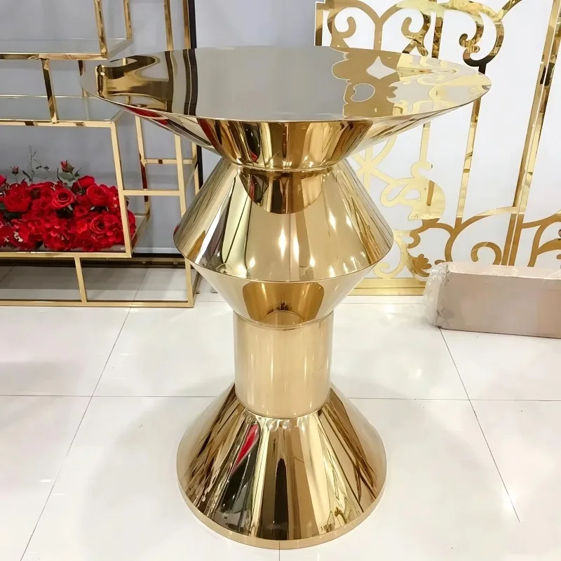 Stainless steel titanium bar counter dining table, hotel banquet and wedding furniture