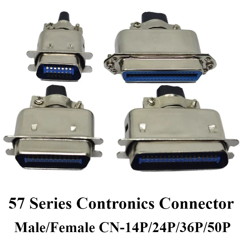 

1/3Pcs 57 Series Contronics Connector Male Female CN14/24/36/50P Ribbon Computer Printer Cable Mount Adapters with Mental Cover