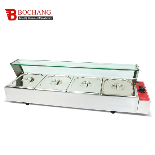 Hot Sale Commercial Stainless Steel Electric Food Warmer Bain Marie Three pans electric bain marie with glass cover